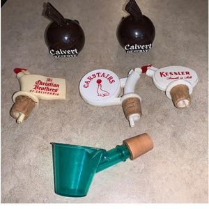 liquor pourers mixed lot of 6 Calvert Reserve, Carstairs, Kessler, Jigger‎ - Bar
